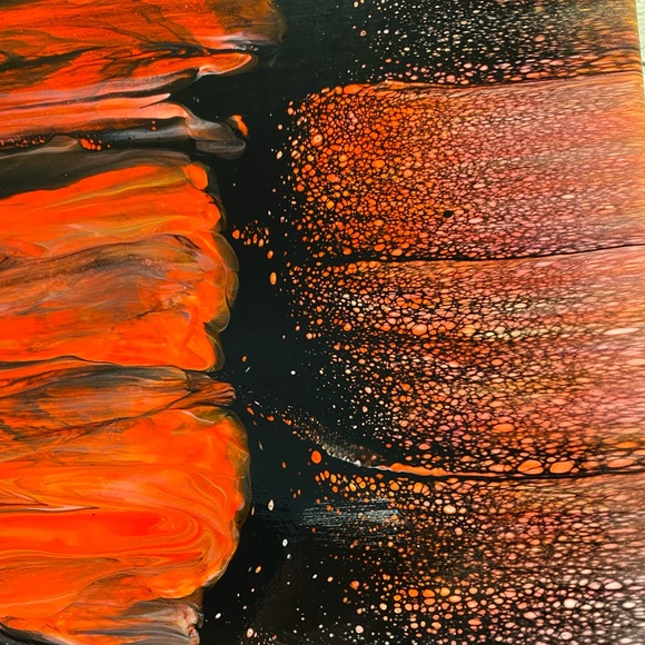 Hand painted 20x20 abstract Acrylic fluid art canvas painting neon and black - Picture 10 of 12